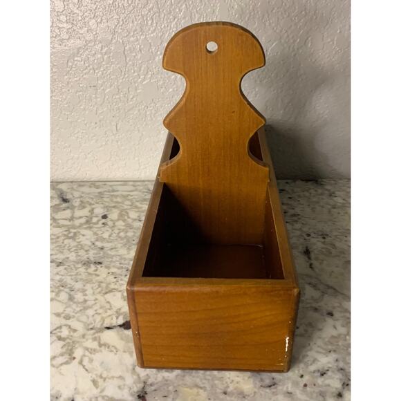 Carved‎ Wooden Divided Tote Mail Storage Box Vtg - Picture 4 of 6